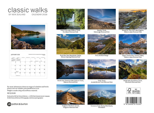2026 Classic Walks of New Zealand Calendar - The Page and Prose Booksellers
