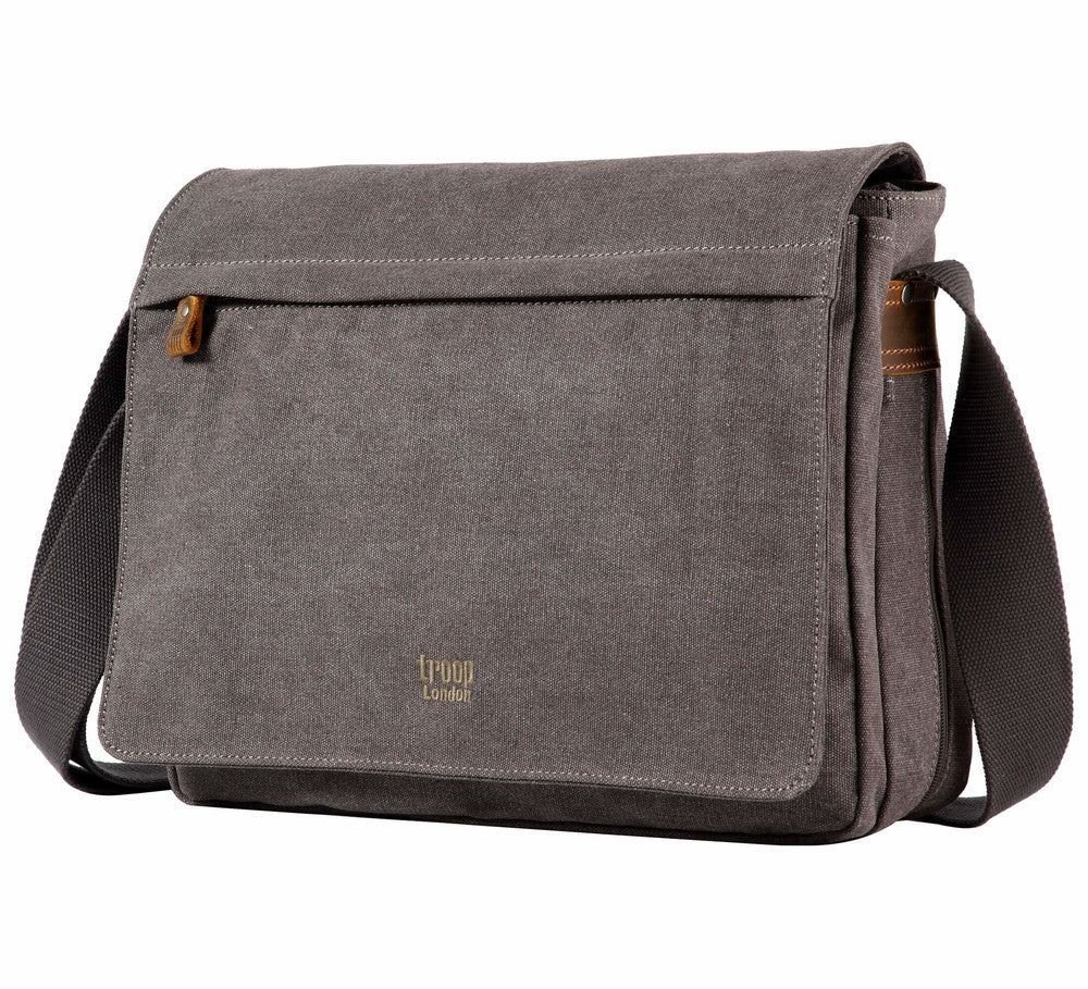 Troop Classic Small Flap Front Messenger Bag - Charcoal