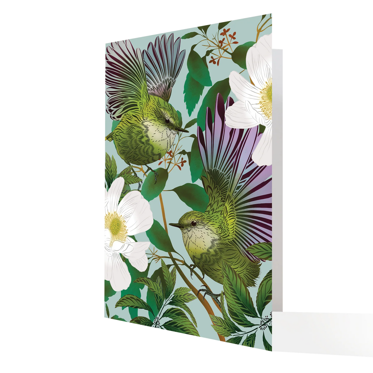 Titipounamu & Karamu A4 Greeting Card by Flox
