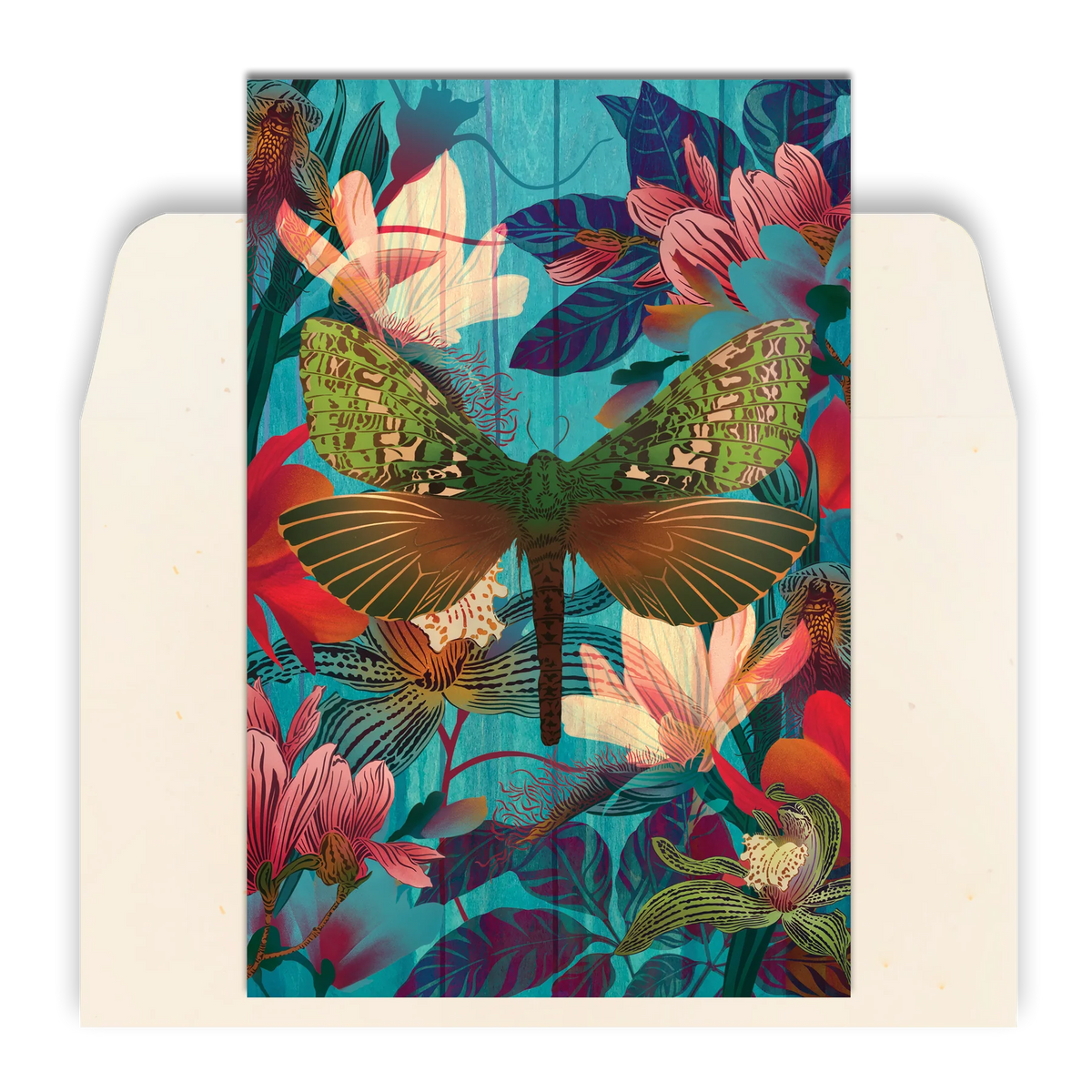 Pūriri Moth & Floral Standard Greeting Card by Flox