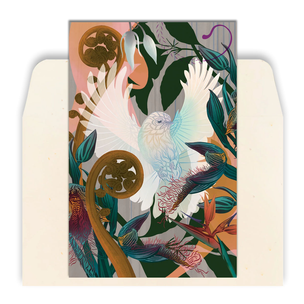Fantail & Ponga Standard Greeting Card by Flox