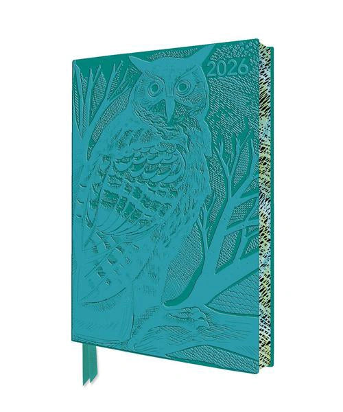 Angela Harding Long-Eared Owl Artisan Art 2026 Diary in Vegan Leather