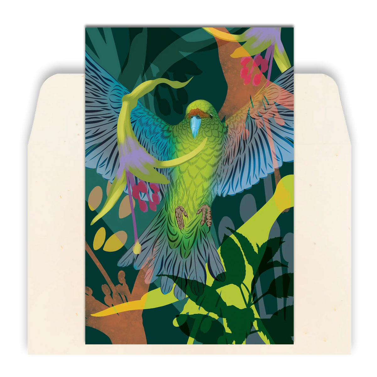 Kākāriki & Kōtukutuku Standard Greeting Card by Flox