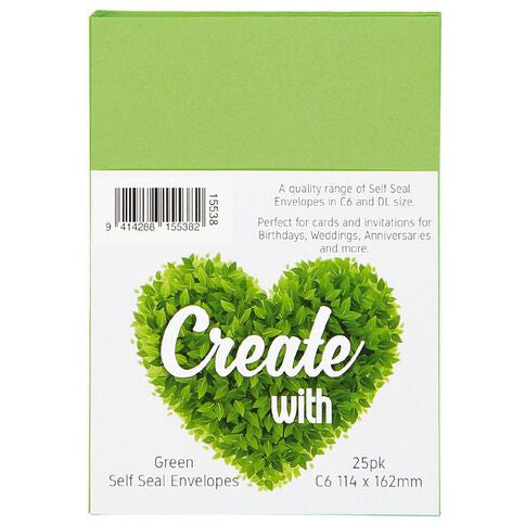 Create With C6 Envelope 25pk Green