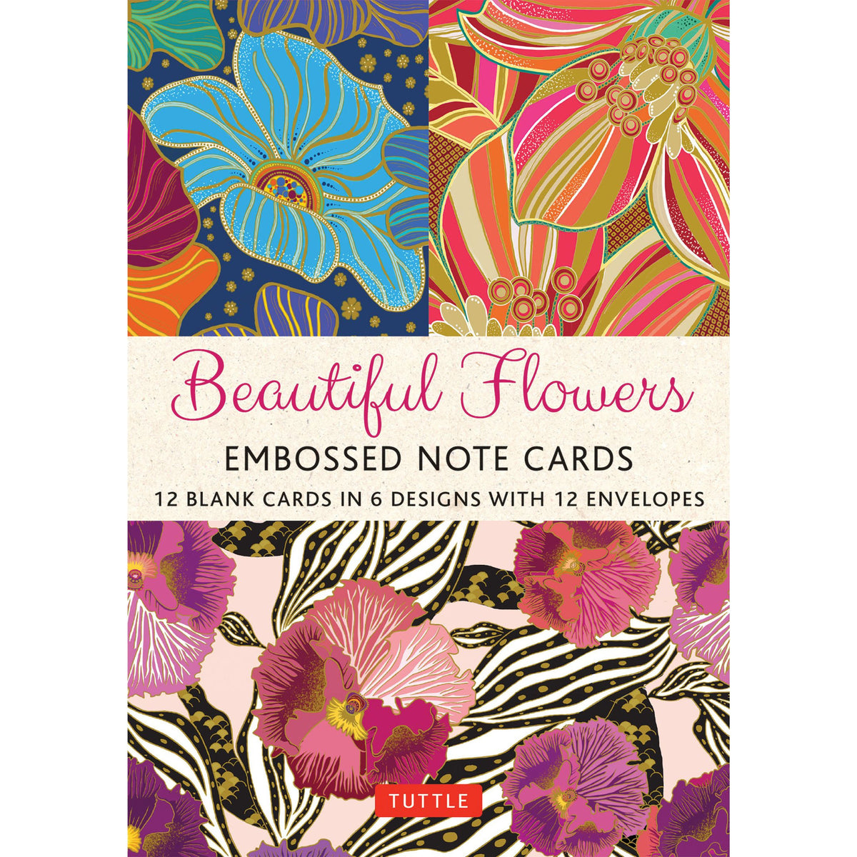 Beautiful Flowers - 12 Embossed Notecards with Envelopes