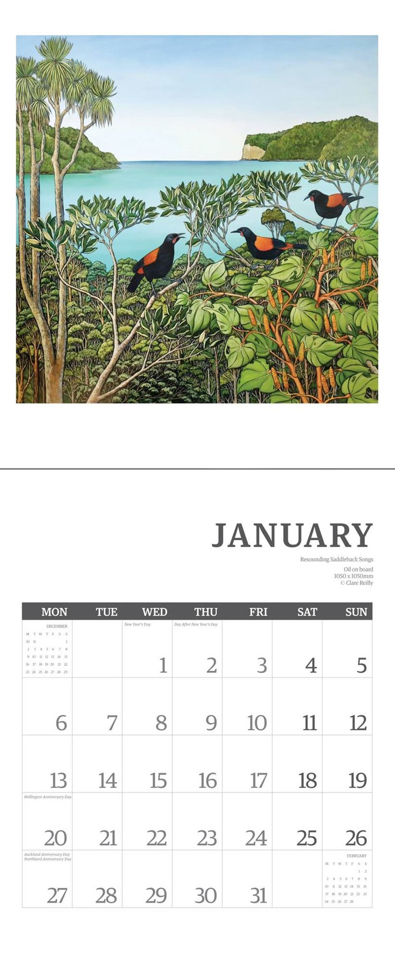 2025 Clare Reilly NZ Wall Calendar