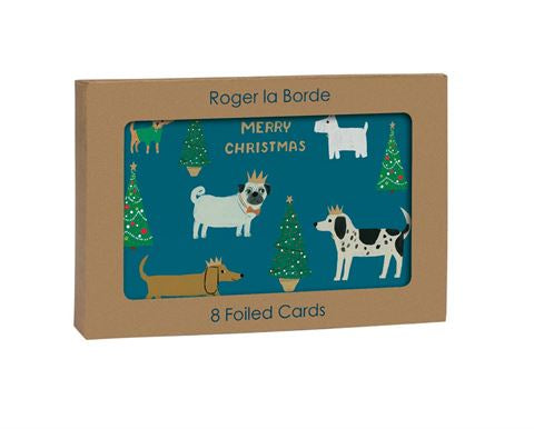 Shaggy Dogs: Set of 8 Foiled Christmas Cards with Envelopes