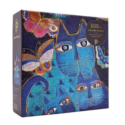 Blue Cats & Butterflies 500-Piece Puzzle by Laurel Burch