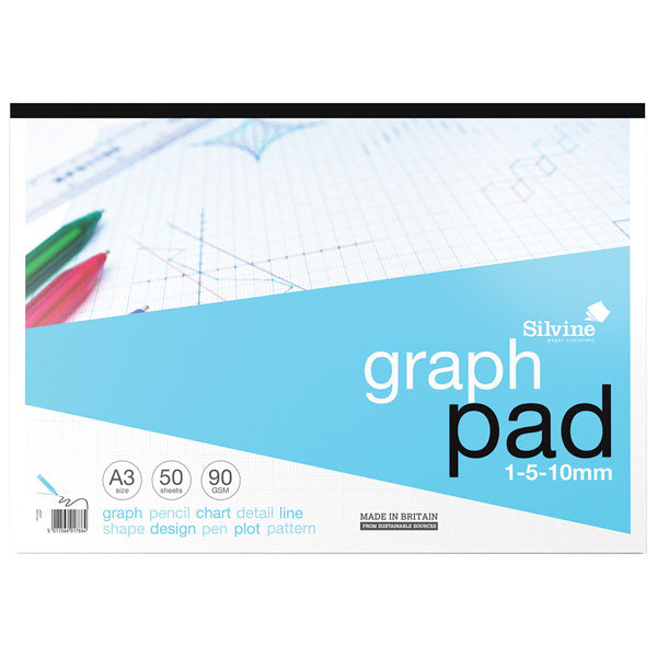 Silvine Graph Pad A3 1-5-10mm 90 GSM 50 Sheets