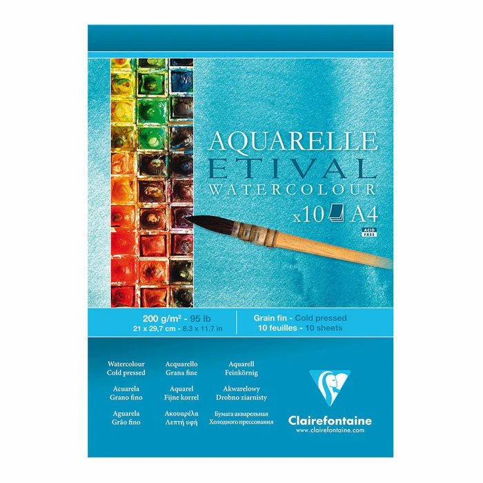 Aquarelle Etival Cold Pressed A4 200 GSM Pad 10 Sheets - The Page and Prose Booksellers