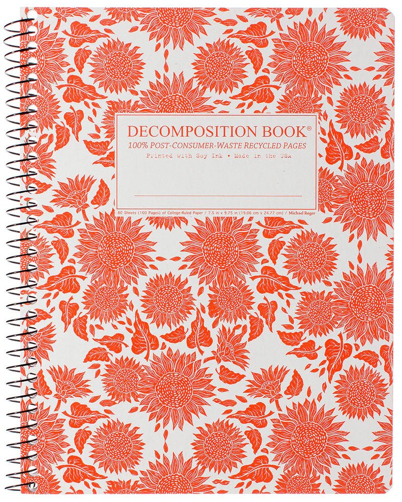 Decomposition - Spiral Notebook - Ruled - Large - Sunflowers - The Page and Prose Booksellers