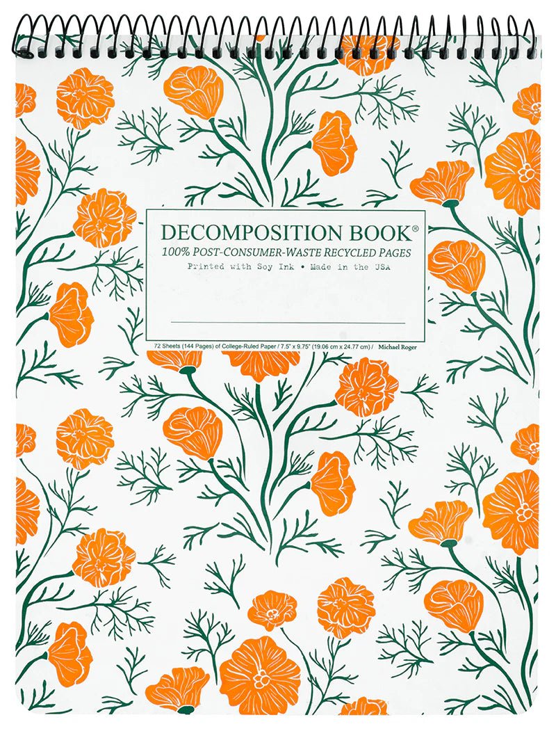 Decomposition - Topbound Notebook - Ruled - Large - California Poppies - The Page and Prose Booksellers