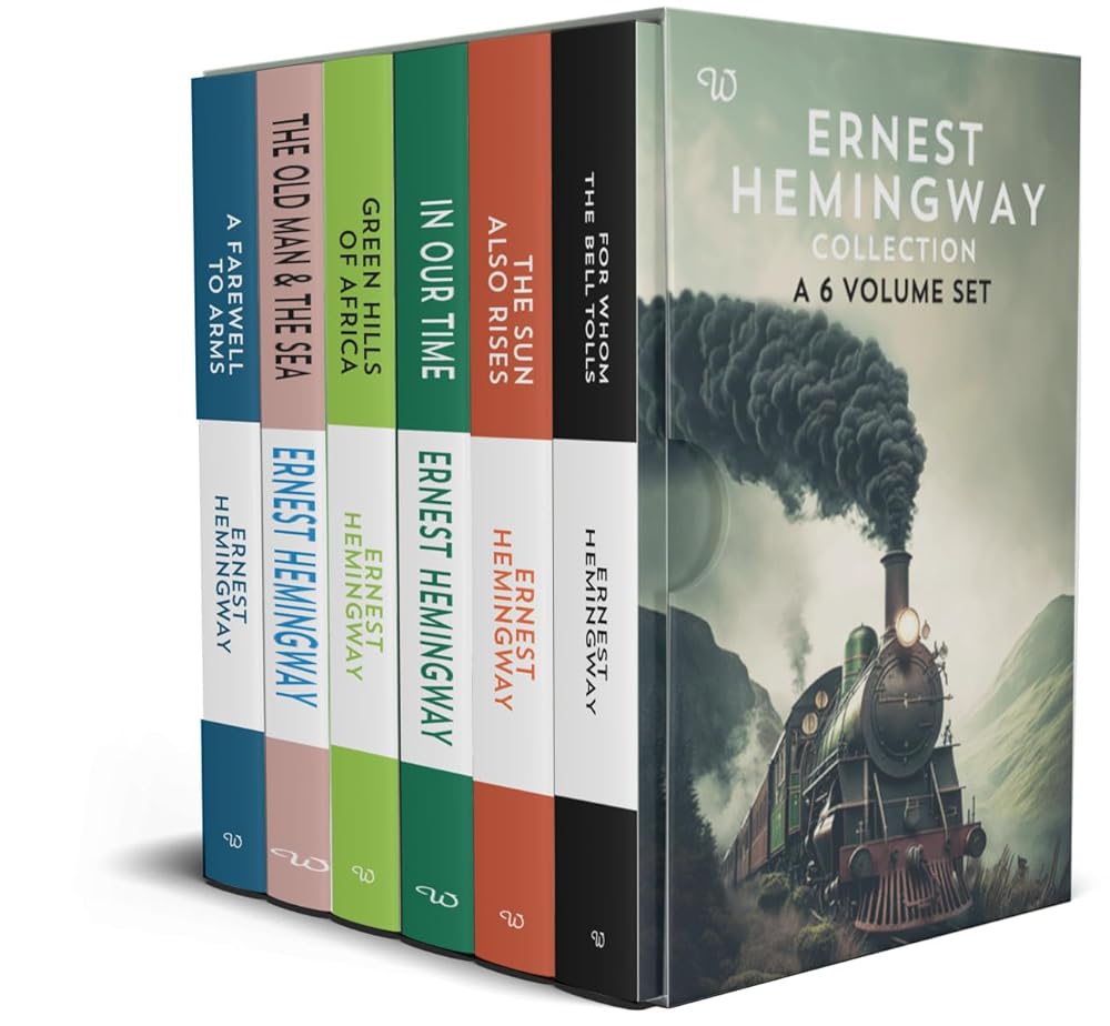 Ernest Hemingway Collection 6 book set (For Whom The Bell Tolls, A Farewell To Arms, Green Hills Of Africa, The Old & The Sea, In Our Time, The Sun Also Rises) - The Page and Prose Booksellers