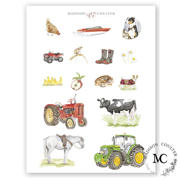 Farm Life Stickers by Madison Coulter - per sheet - The Page and Prose Booksellers