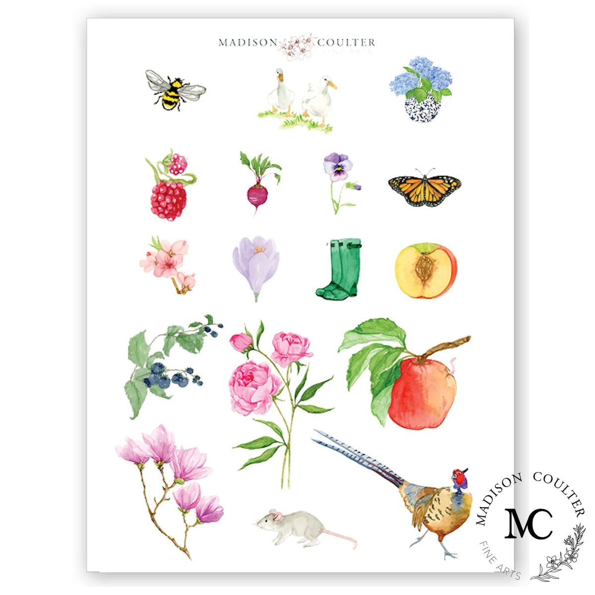 Flower Stickers by Madison Coulter - per sheet - The Page and Prose Booksellers