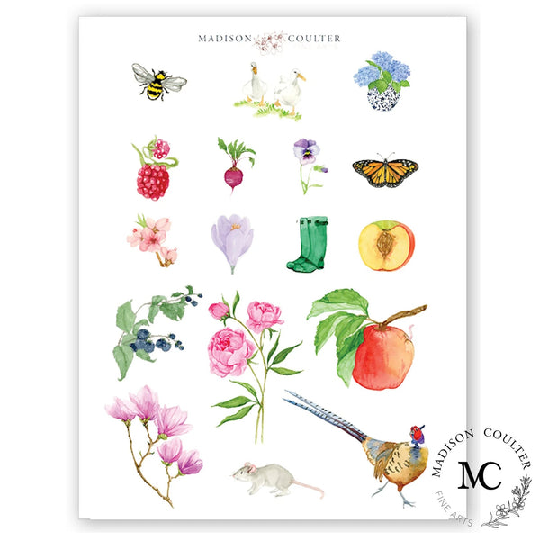 Flower Stickers by Madison Coulter - per sheet - The Page and Prose Booksellers
