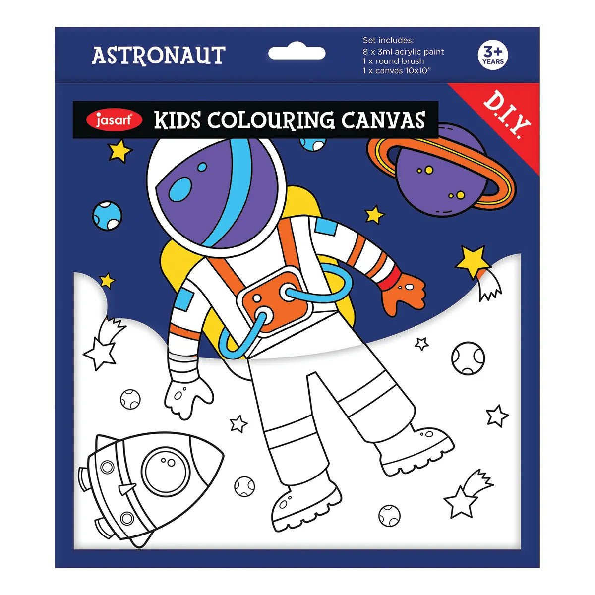 Jasart Kid’s Colouring Canvas SET: Astronaut - The Page and Prose Booksellers