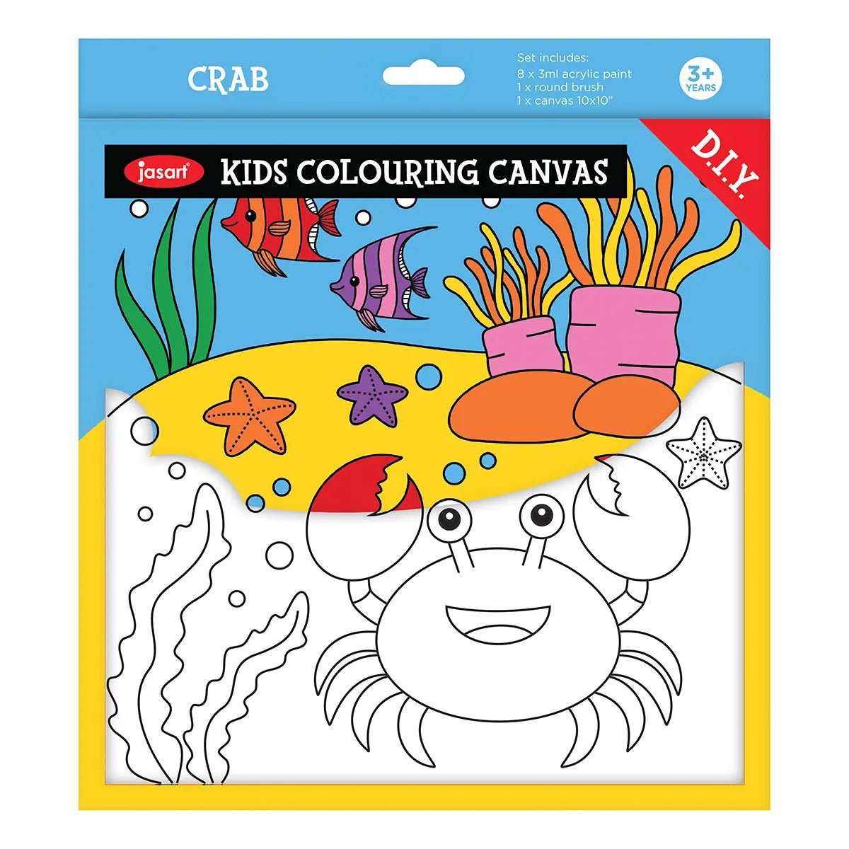 Jasart Kid’s Colouring Canvas SET: Crab - The Page and Prose Booksellers
