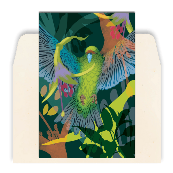 Kākāriki & Kōtukutuku Standard Greeting Card by Flox - The Page and Prose Booksellers