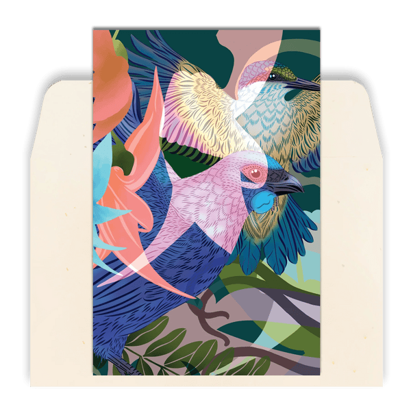 Kōtare & Kōkako Standard Greeting Card by Flox - The Page and Prose Booksellers