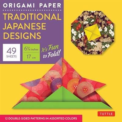 Origami Paper Traditional Japanese Designs 17cm 49 Sheets - The Page and Prose Booksellers