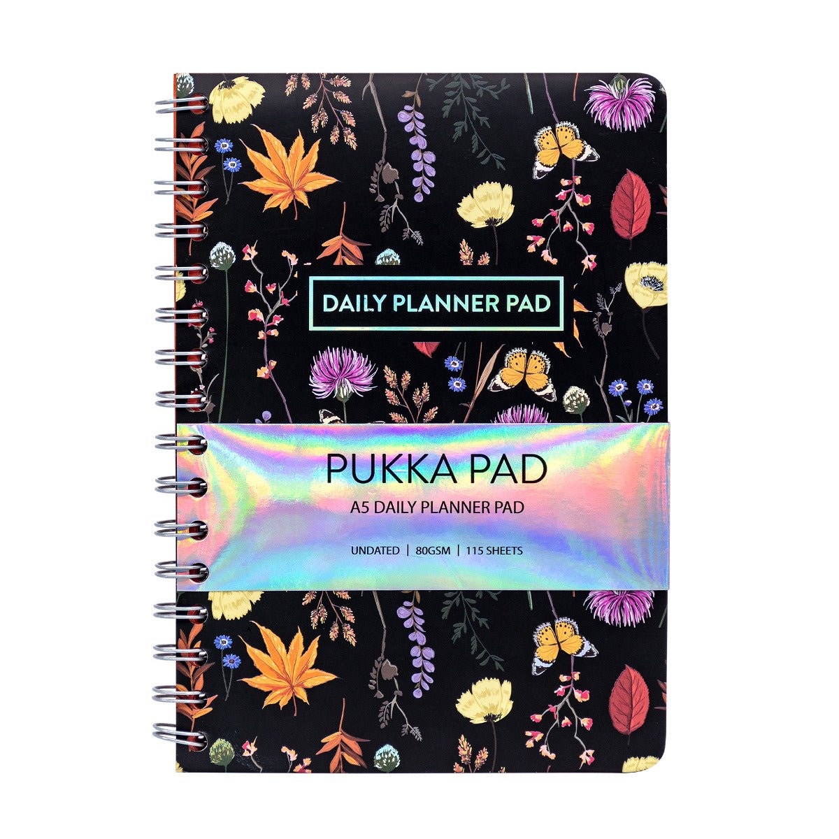 Pukka Bloom Daily Planner Pad A5 Black - The Page and Prose Booksellers