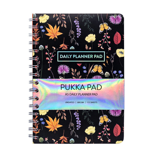 Pukka Bloom Daily Planner Pad A5 Black - The Page and Prose Booksellers