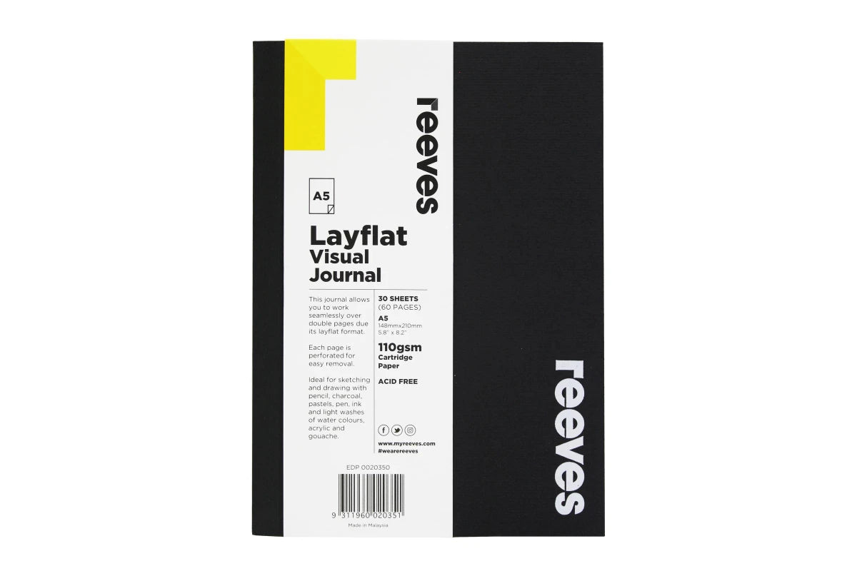 Reeves Visual Journal A5 Layflat & Perforated Black - The Page and Prose Booksellers