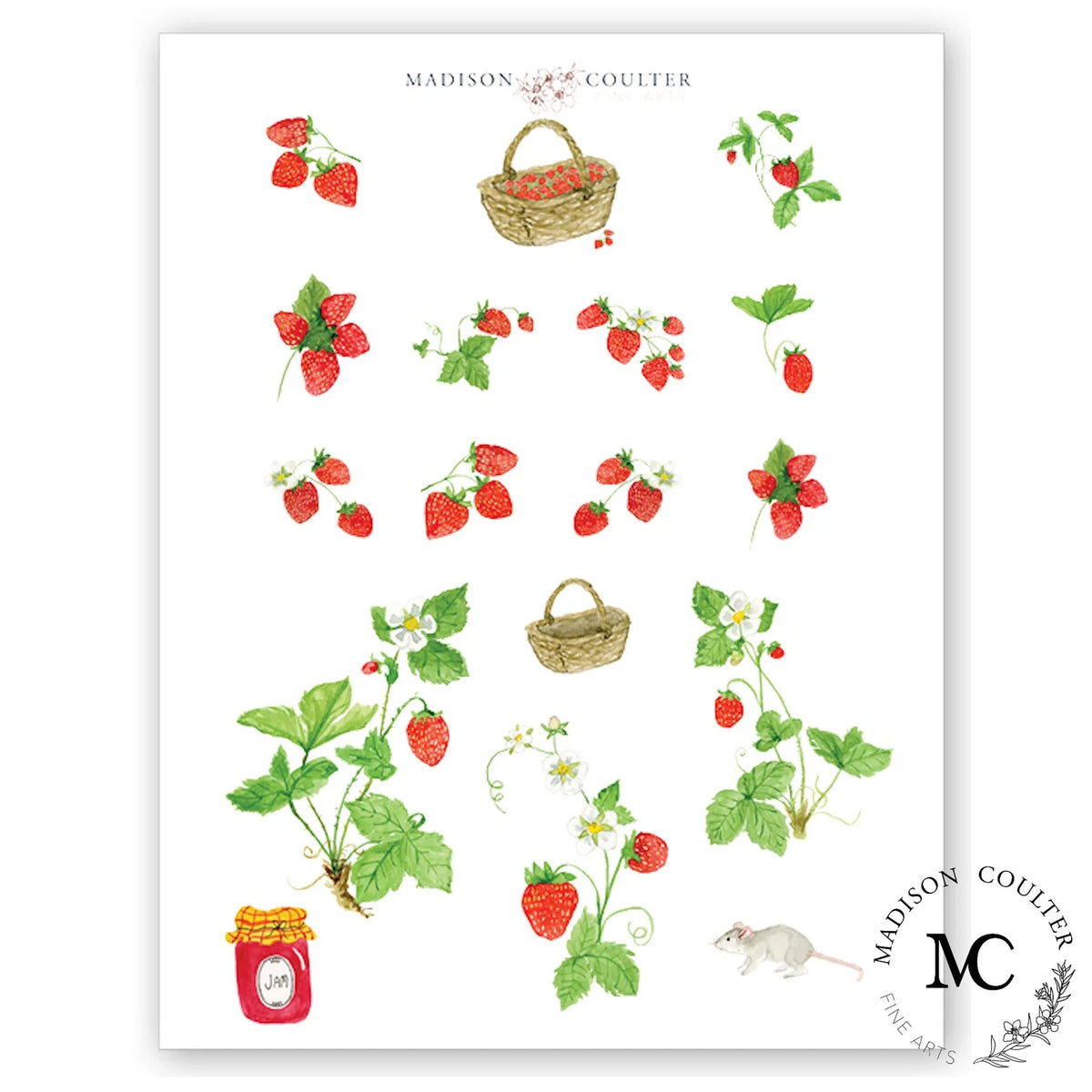 Strawberry Stickers by Madison Coulter - per sheet - The Page and Prose Booksellers